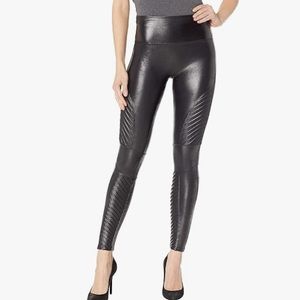 SPANX Faux Leather Moto Leggings Very Black